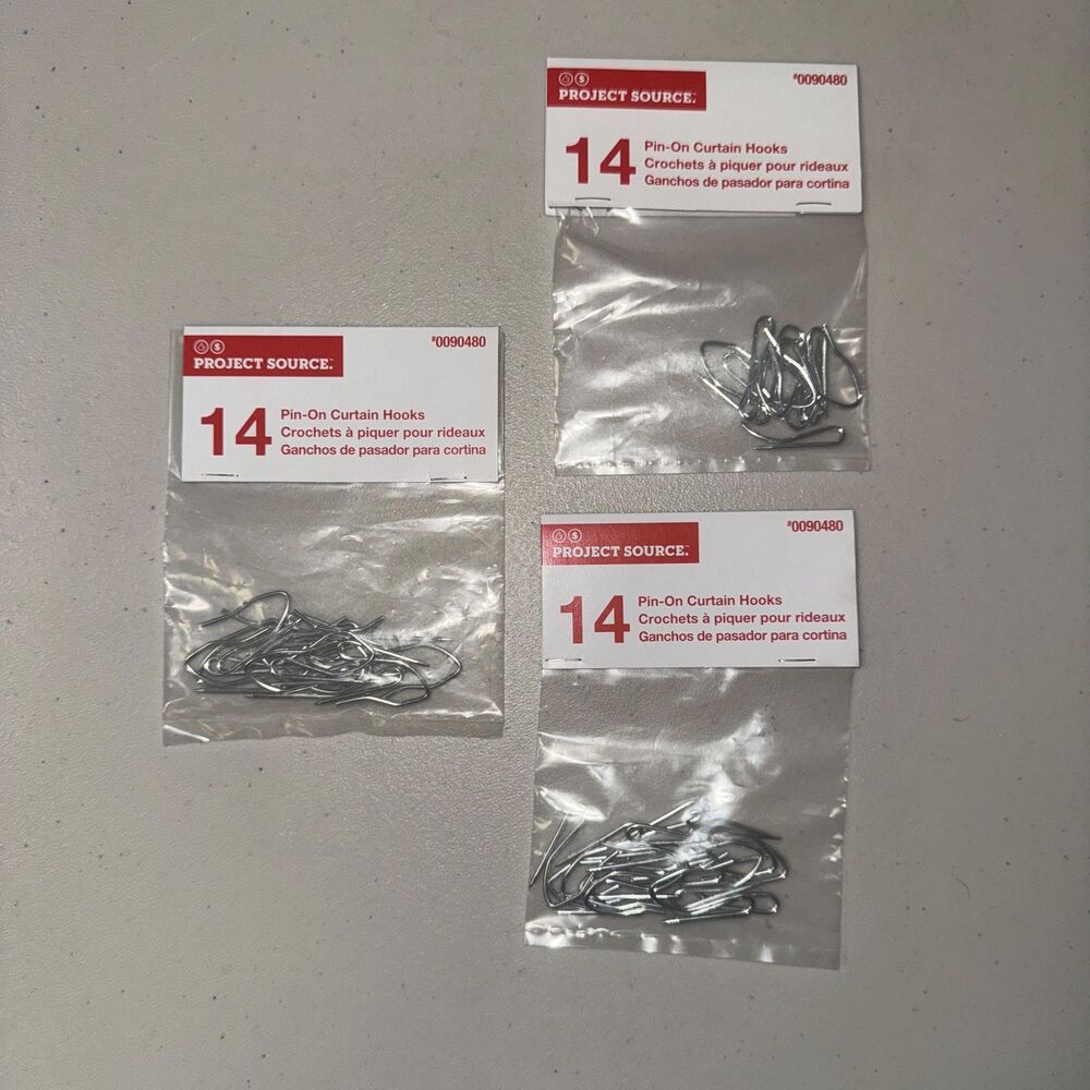 Project Source Pin-On Curtain Hooks set of 14 Drapery Window Treatment Hardware